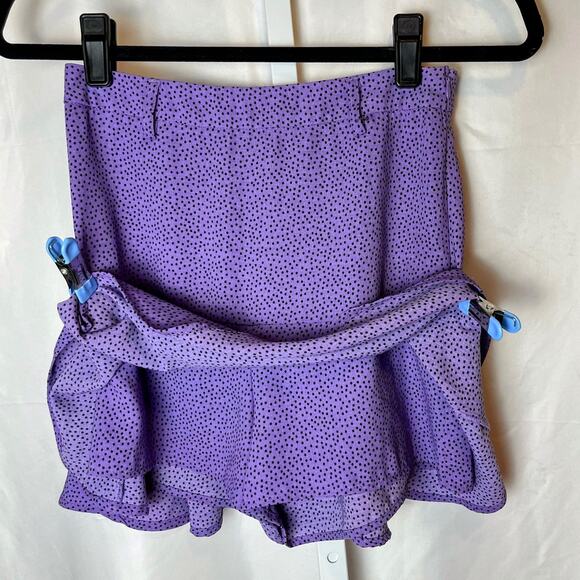 Love for Humanity Womens S Skort Skirt Purple Blk Polka Dot Ruffle Y2K Fairycore - Picture 3 of 5